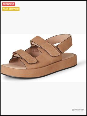 Adjustable Triple Strap Flat Platform Sandals Faux Leather